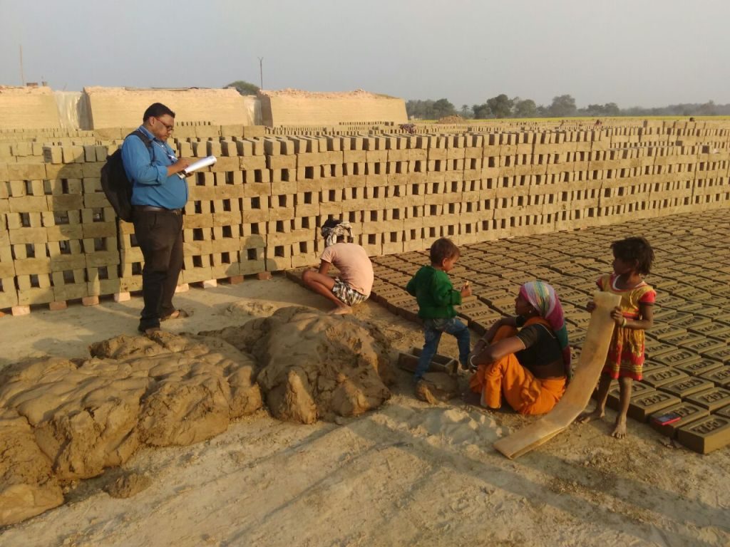 A Survey was conducted on the monthly income of brick filed workers